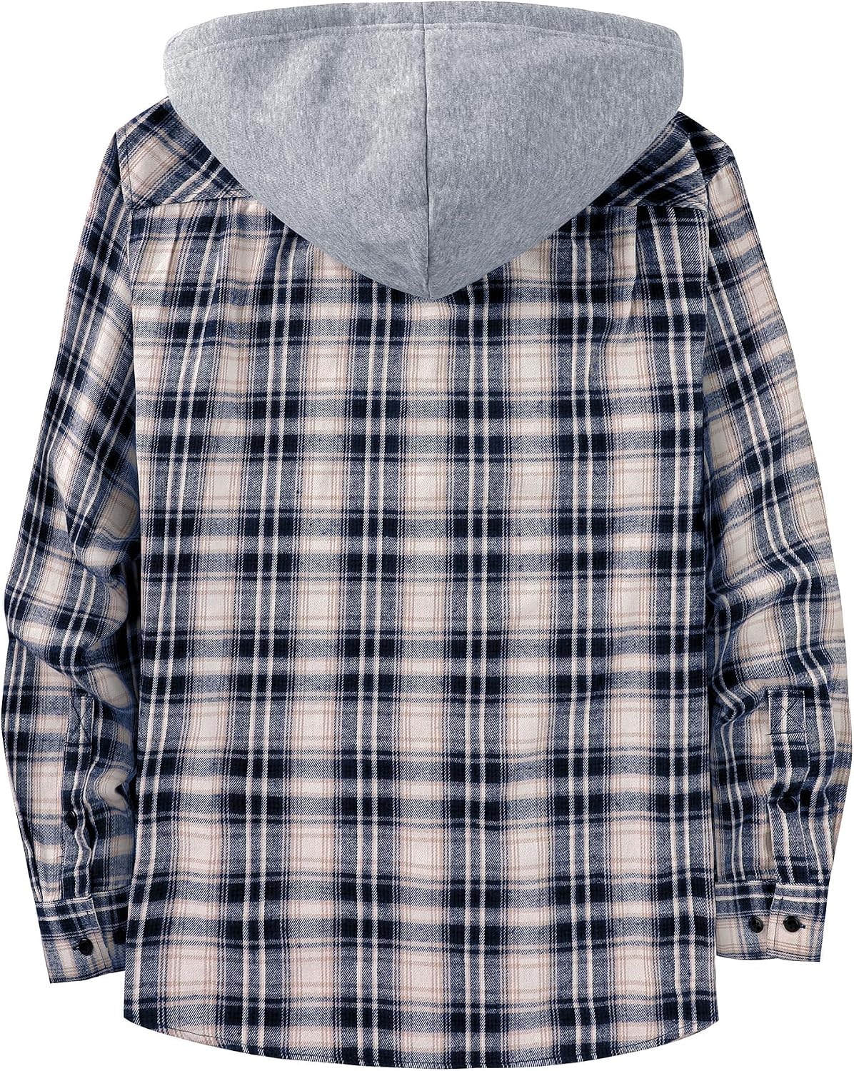 image:imageZITY Mens Flannel Hoodie Shirts Casual Button Down Long Sleeve Plaid ShirtDark Blue White