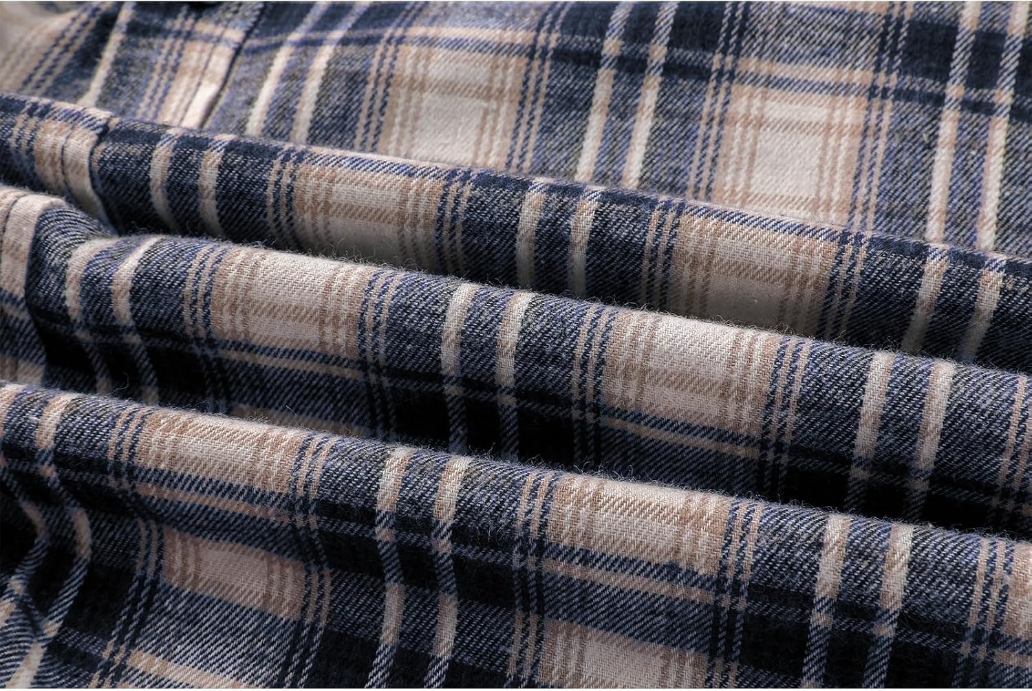 image:imageZITY Mens Flannel Hoodie Shirts Casual Button Down Long Sleeve Plaid ShirtDark Blue White