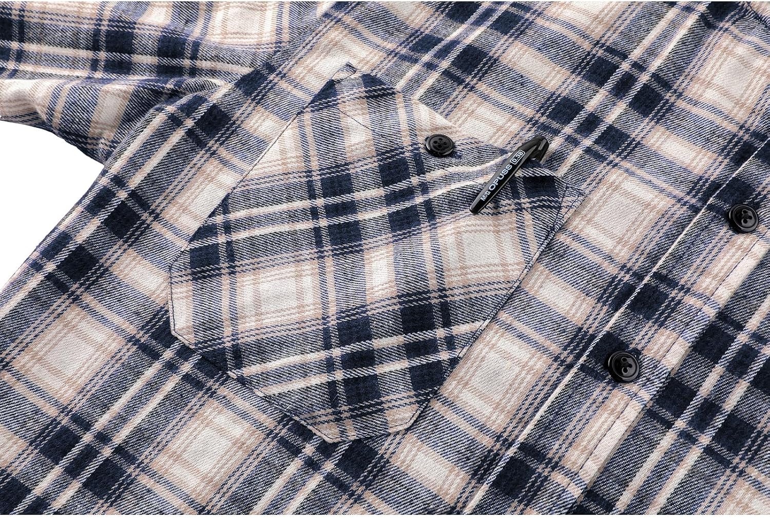 image:imageZITY Mens Flannel Hoodie Shirts Casual Button Down Long Sleeve Plaid ShirtDark Blue White