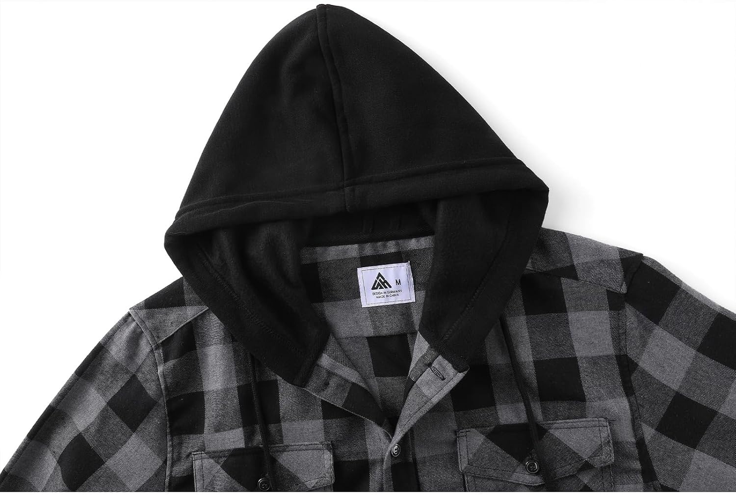image:imageZITY Mens Flannel Hoodie Shirts Casual Button Down Long Sleeve Plaid ShirtDark Grey