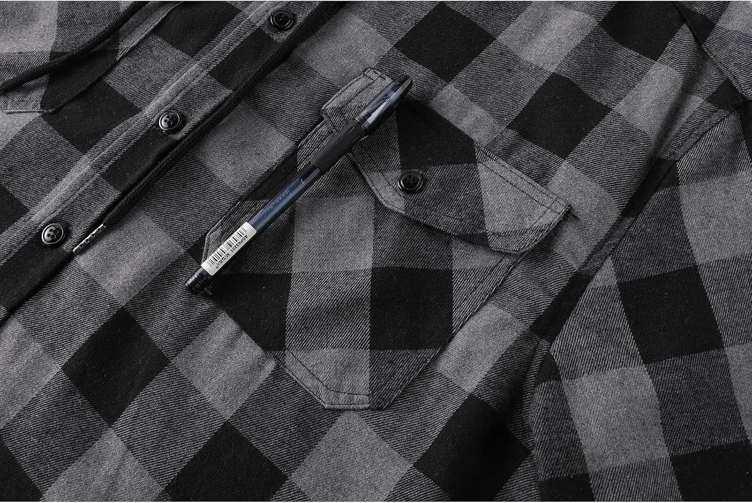 image:imageZITY Mens Flannel Hoodie Shirts Casual Button Down Long Sleeve Plaid ShirtDark Grey