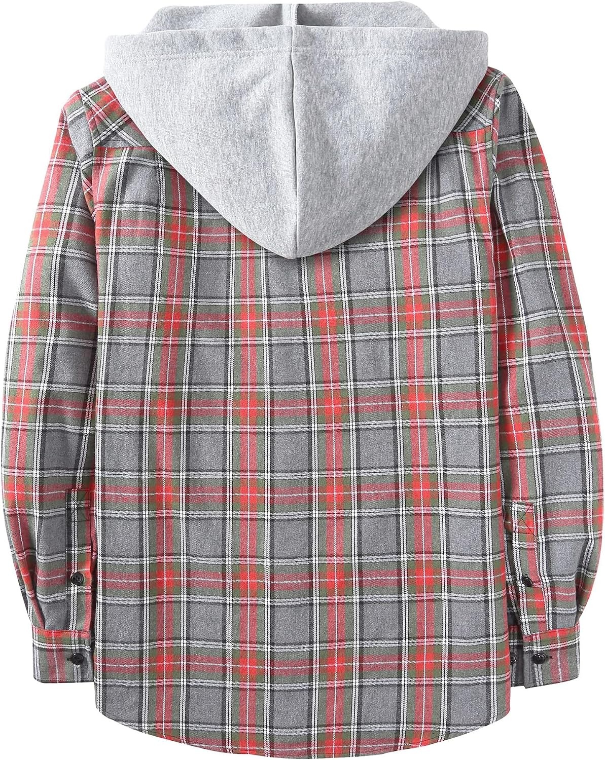 image:imageZITY Mens Flannel Hoodie Shirts Casual Button Down Long Sleeve Plaid ShirtLight Red Gray