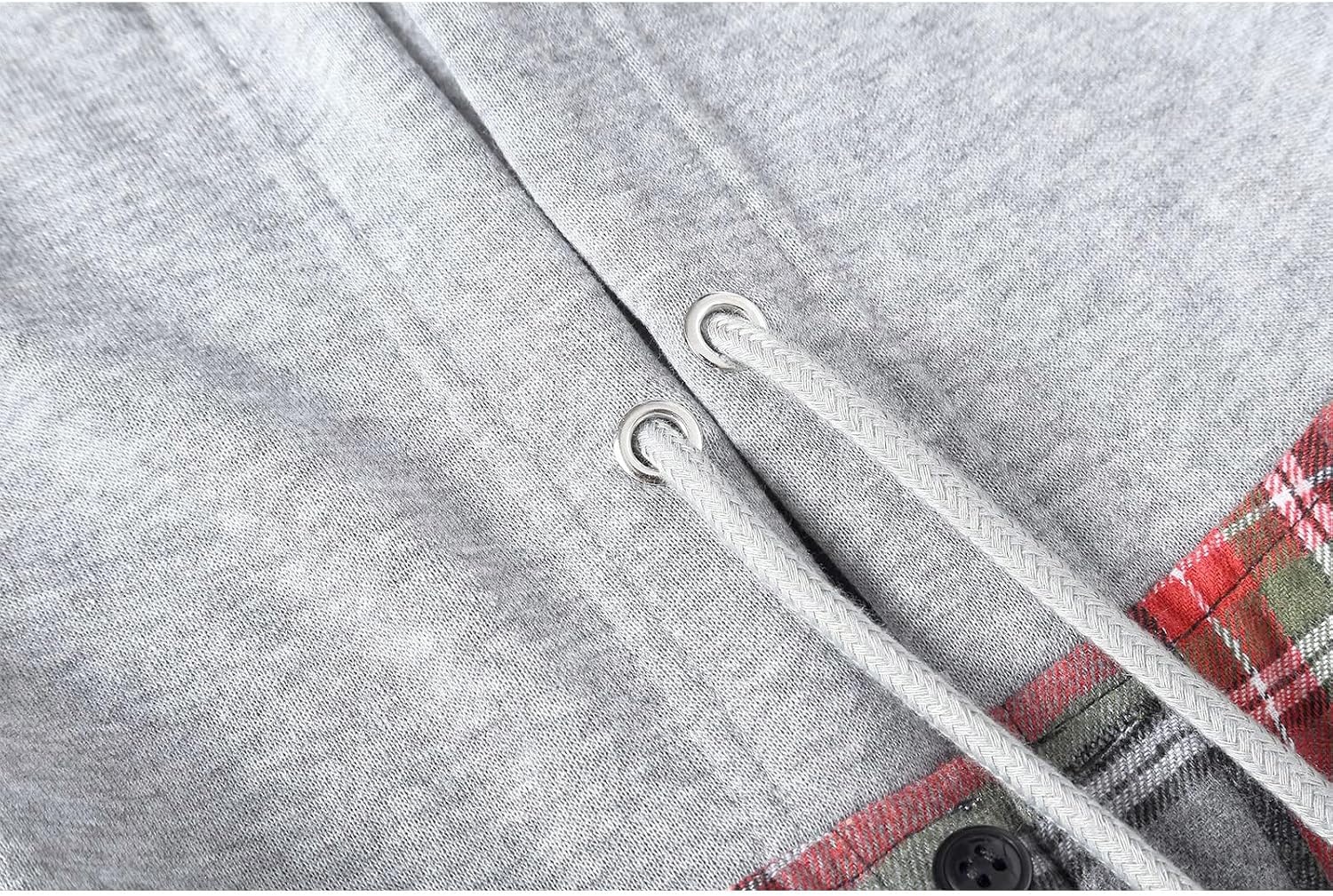 image:imageZITY Mens Flannel Hoodie Shirts Casual Button Down Long Sleeve Plaid ShirtLight Red Gray