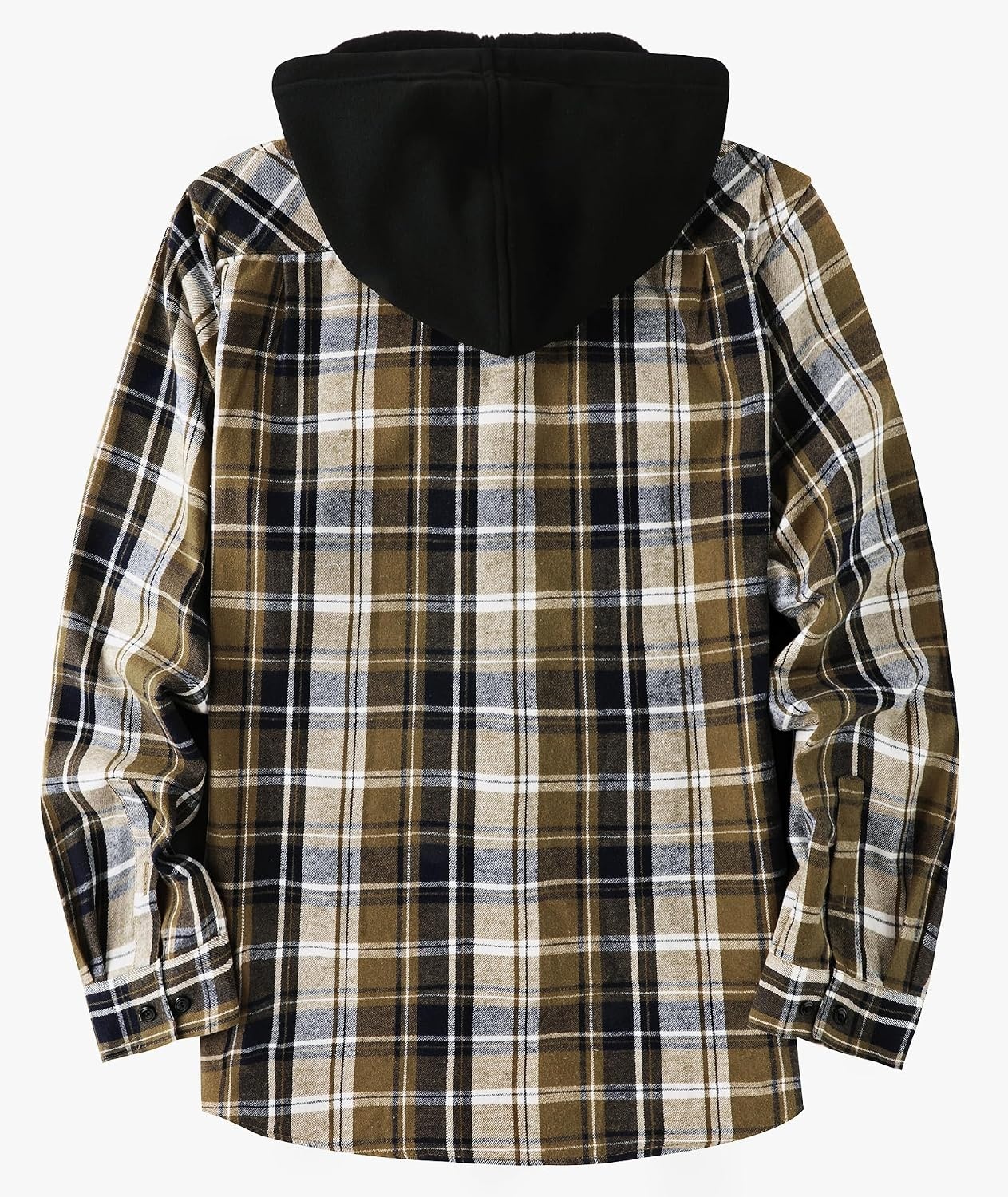 image:imageZITY Mens Flannel Hoodie Shirts Casual Button Down Long Sleeve Plaid ShirtMilitary Green Blue
