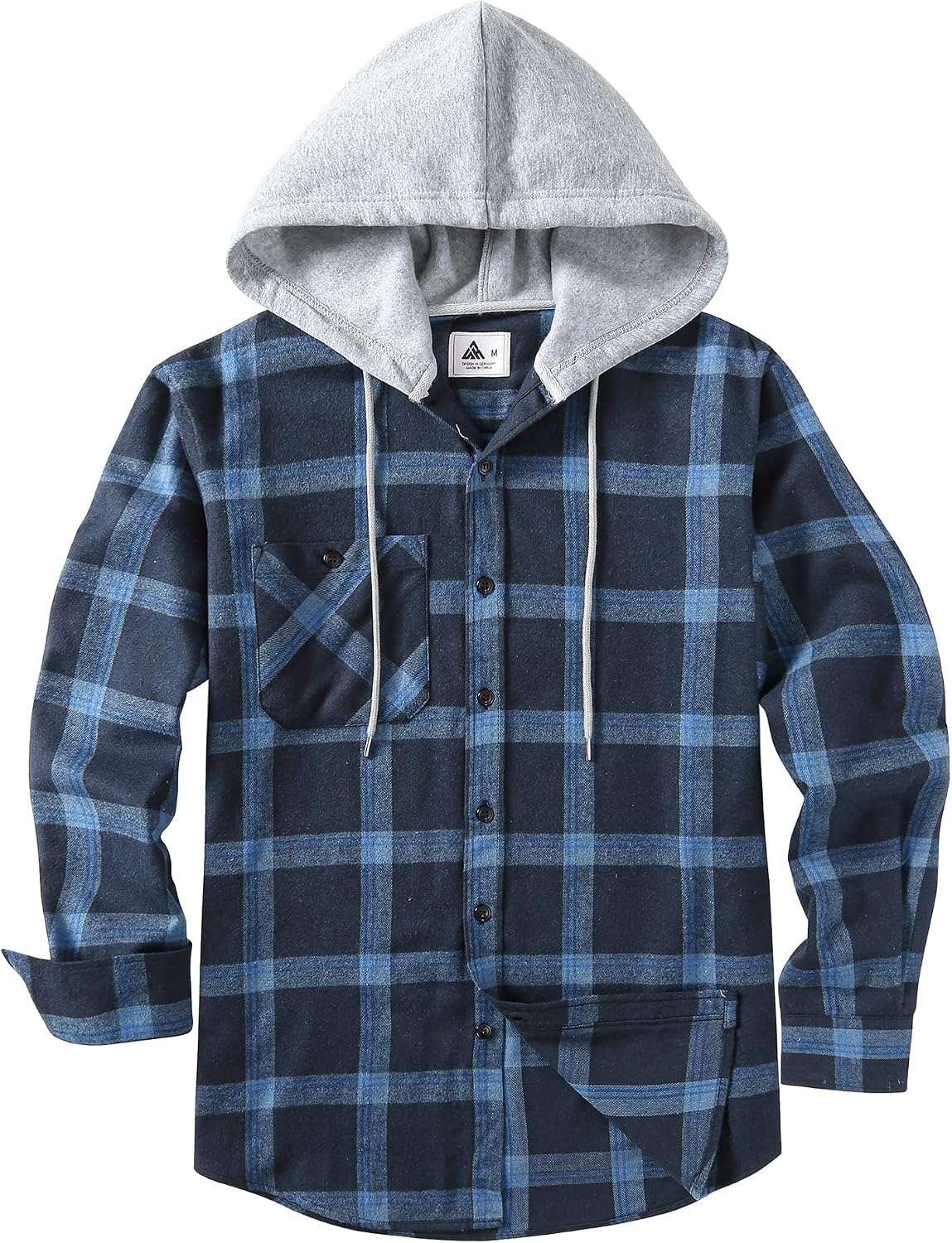 image:imageZITY Mens Flannel Hoodie Shirts Casual Button Down Long Sleeve Plaid ShirtNavy