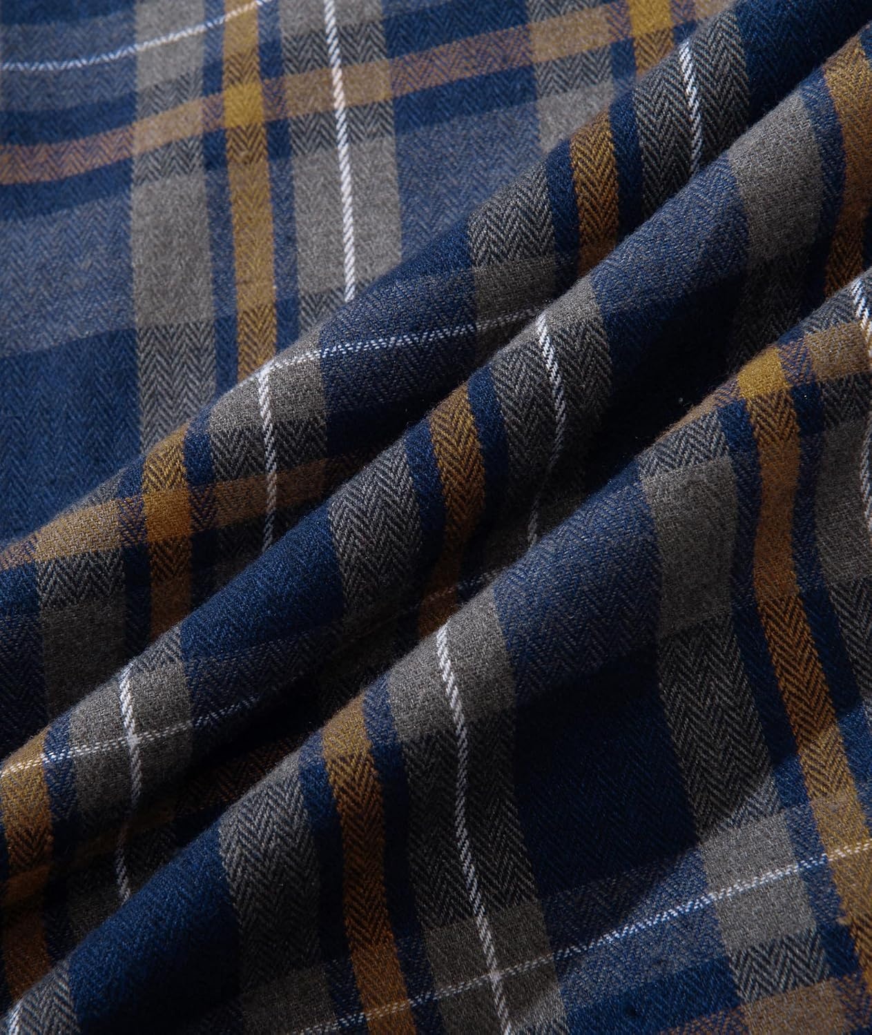 image:imageZITY Mens Flannel Hoodie Shirts Casual Button Down Long Sleeve Plaid ShirtNavy Blue Yellow
