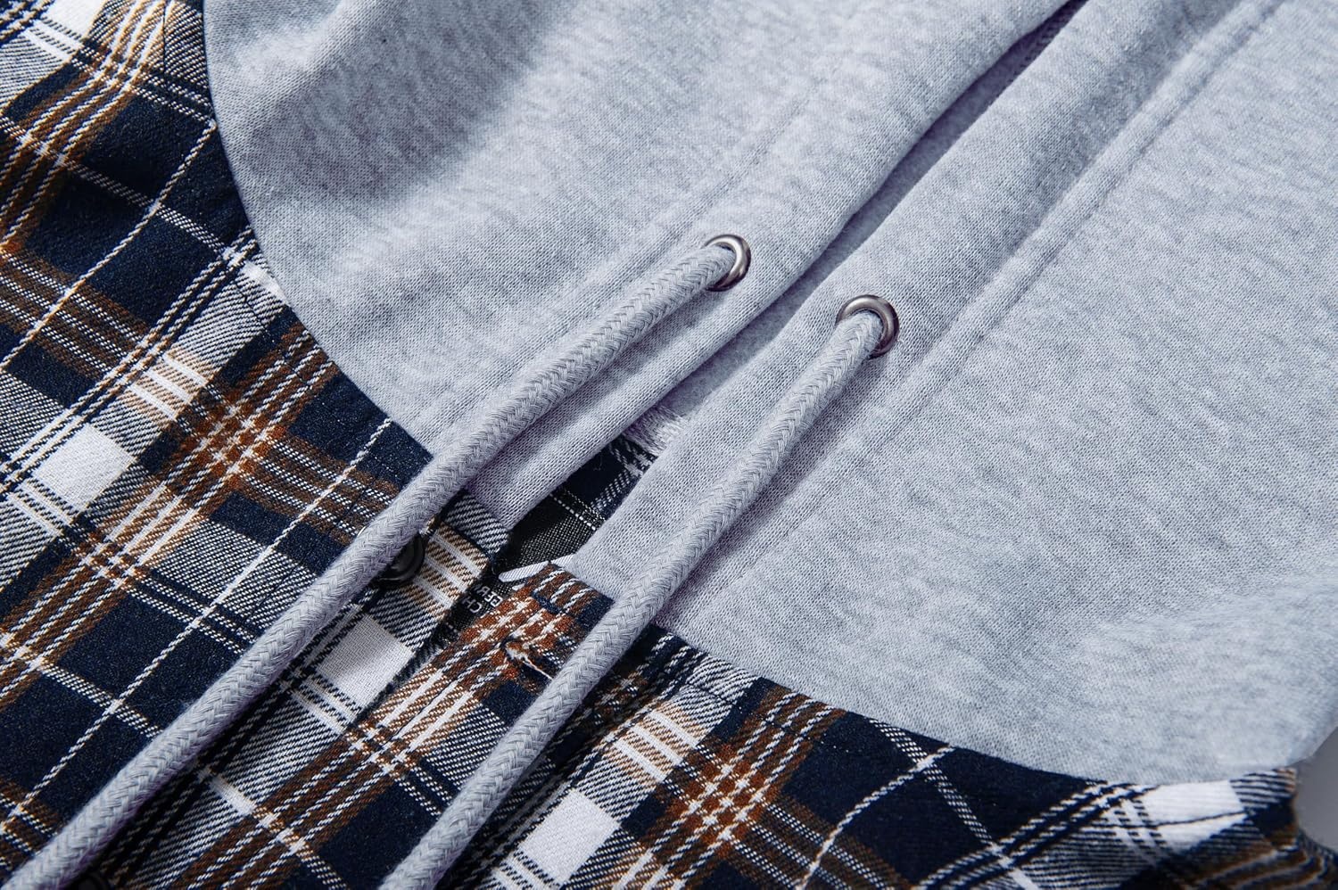 image:imageZITY Mens Flannel Hoodie Shirts Casual Button Down Long Sleeve Plaid ShirtNavy Grey White