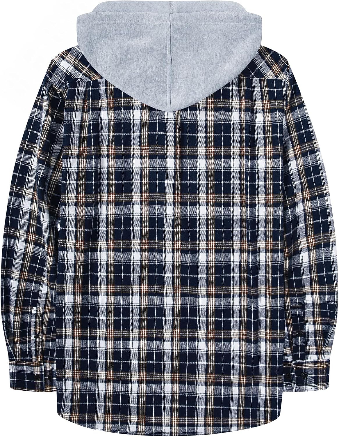 image:imageZITY Mens Flannel Hoodie Shirts Casual Button Down Long Sleeve Plaid ShirtNavy Grey White