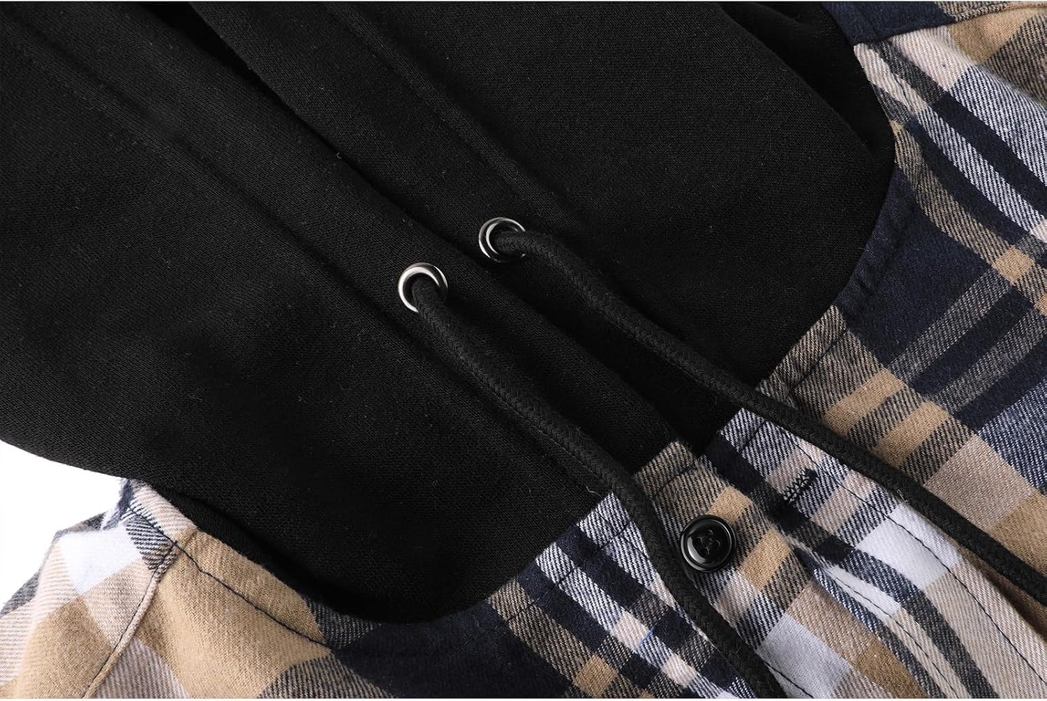 image:imageZITY Mens Flannel Hoodie Shirts Casual Button Down Long Sleeve Plaid ShirtNavybeige