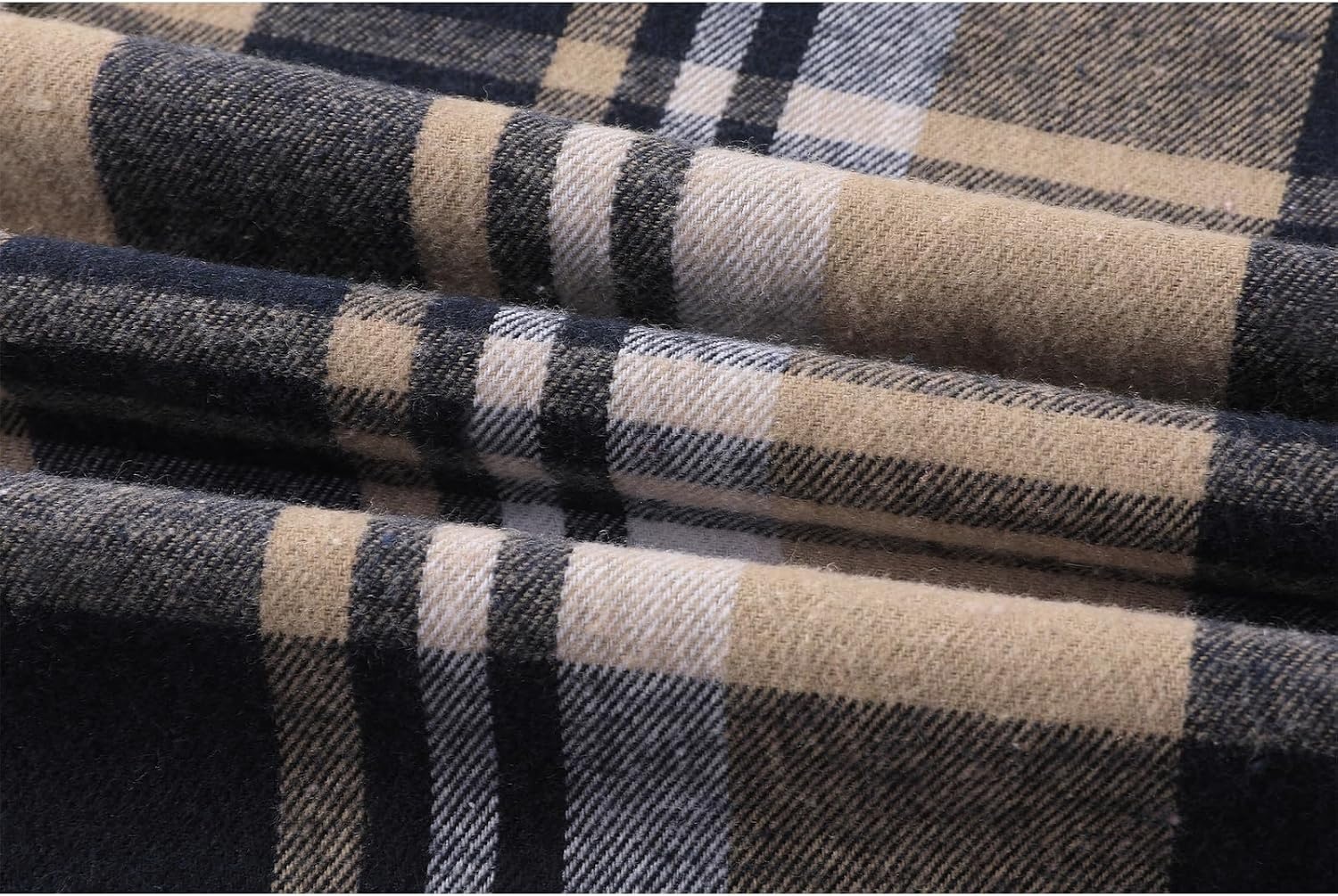 image:imageZITY Mens Flannel Hoodie Shirts Casual Button Down Long Sleeve Plaid ShirtNavybeige