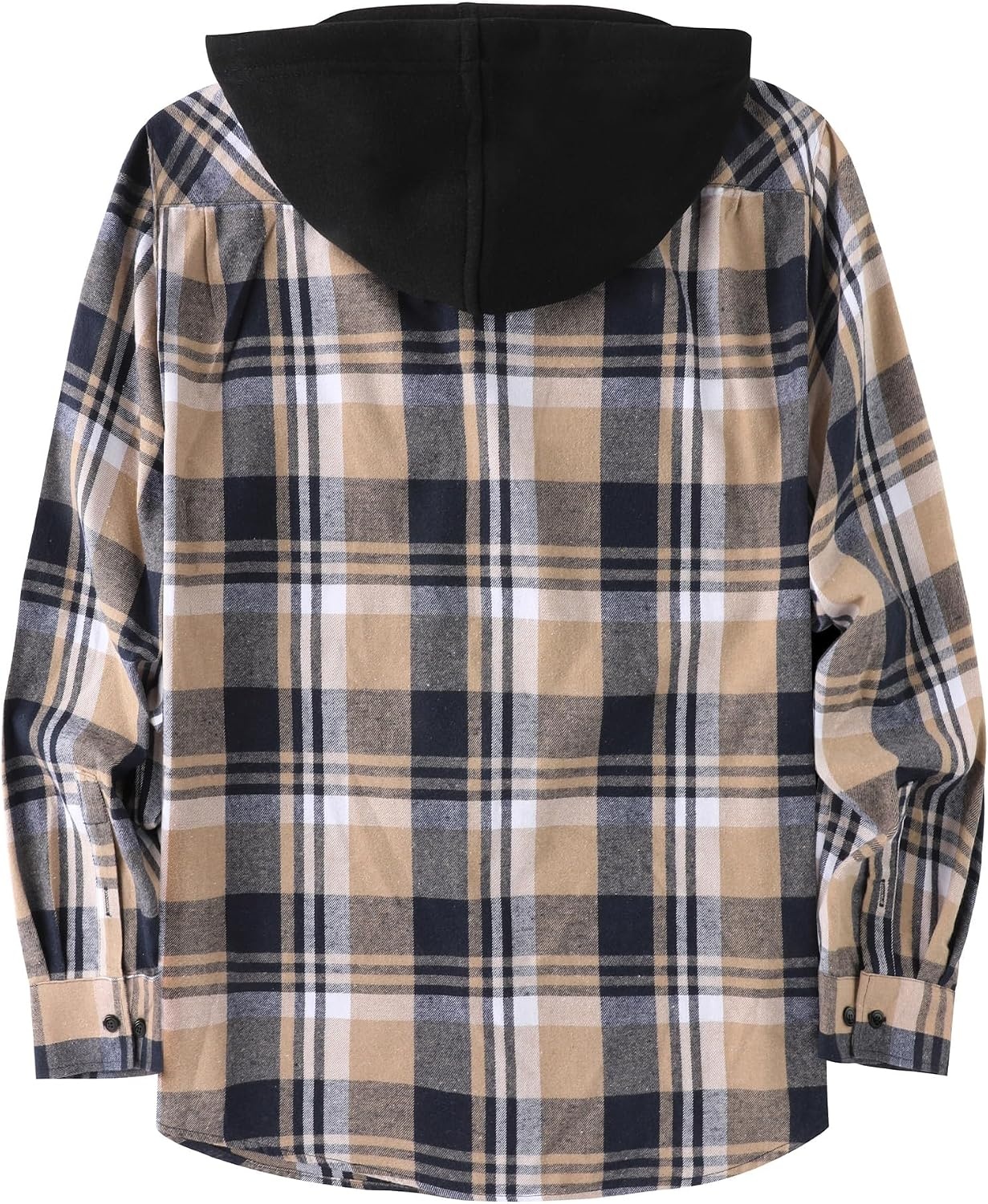 image:imageZITY Mens Flannel Hoodie Shirts Casual Button Down Long Sleeve Plaid ShirtNavybeige