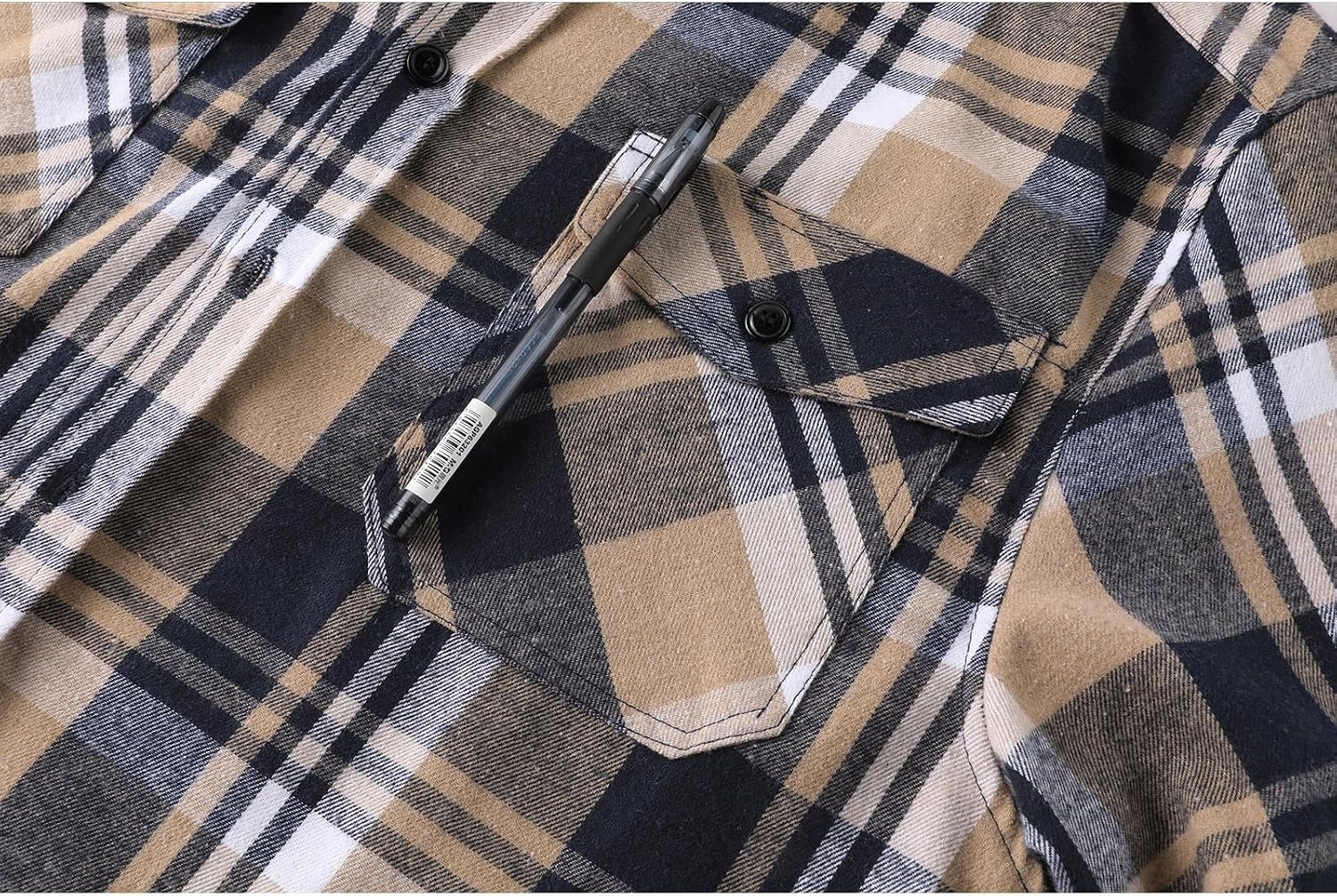 image:imageZITY Mens Flannel Hoodie Shirts Casual Button Down Long Sleeve Plaid ShirtNavybeige