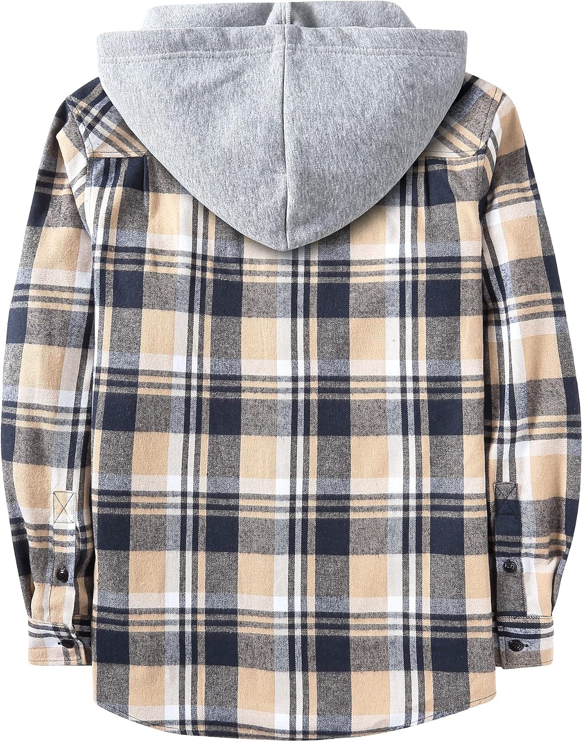 image:imageZITY Mens Flannel Hoodie Shirts Casual Button Down Long Sleeve Plaid ShirtNavybeigewhite
