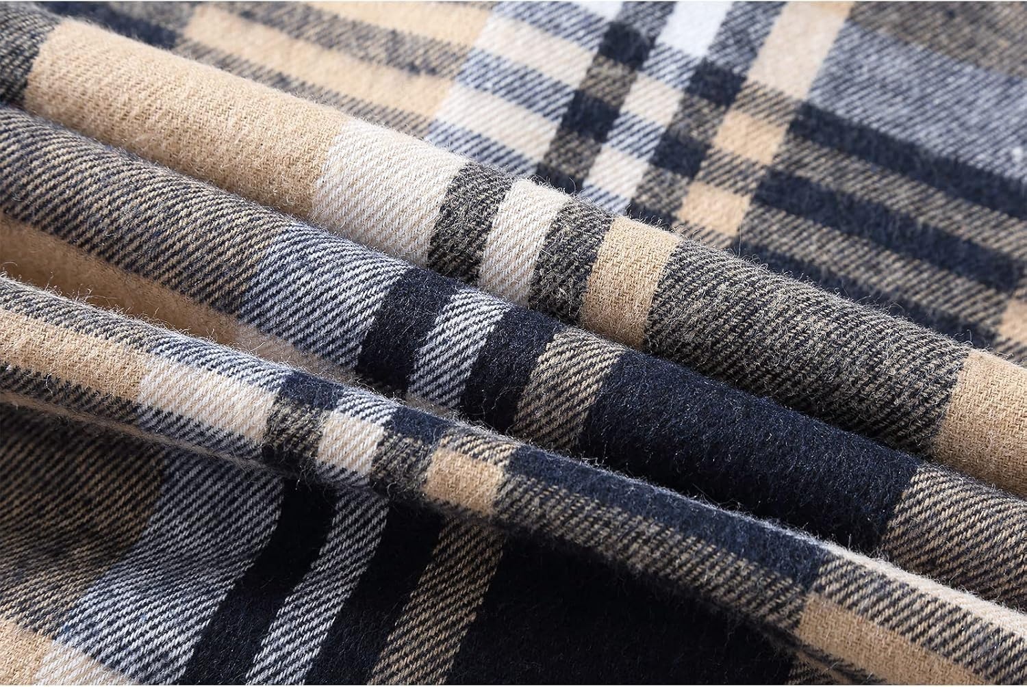 image:imageZITY Mens Flannel Hoodie Shirts Casual Button Down Long Sleeve Plaid ShirtNavybeigewhite