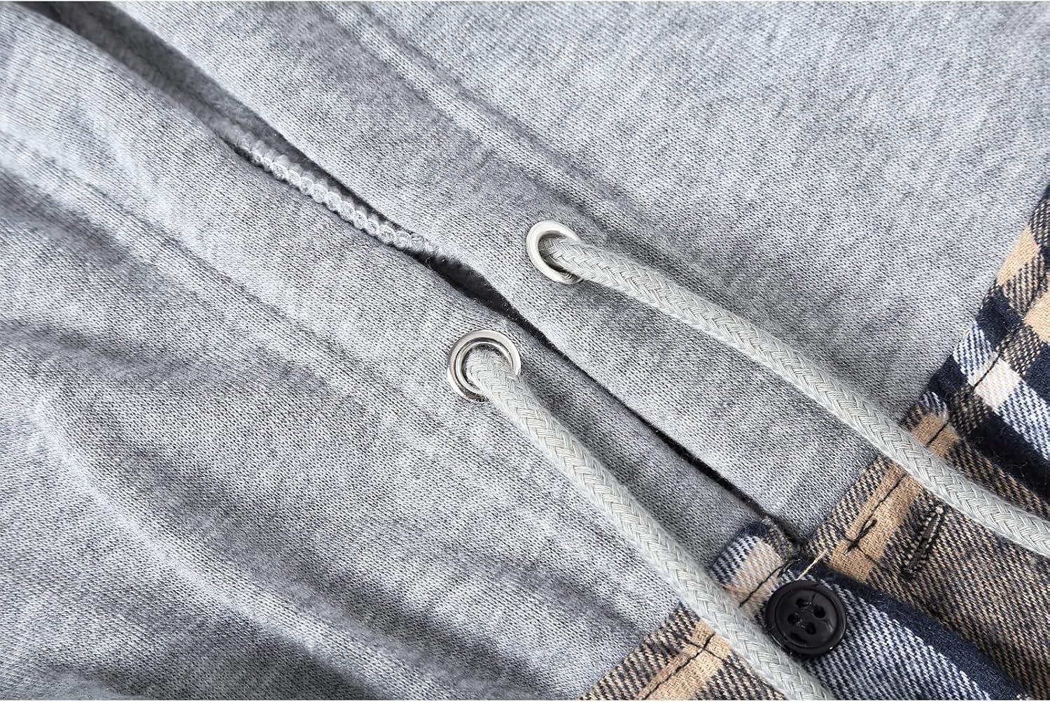 image:imageZITY Mens Flannel Hoodie Shirts Casual Button Down Long Sleeve Plaid ShirtNavybeigewhite