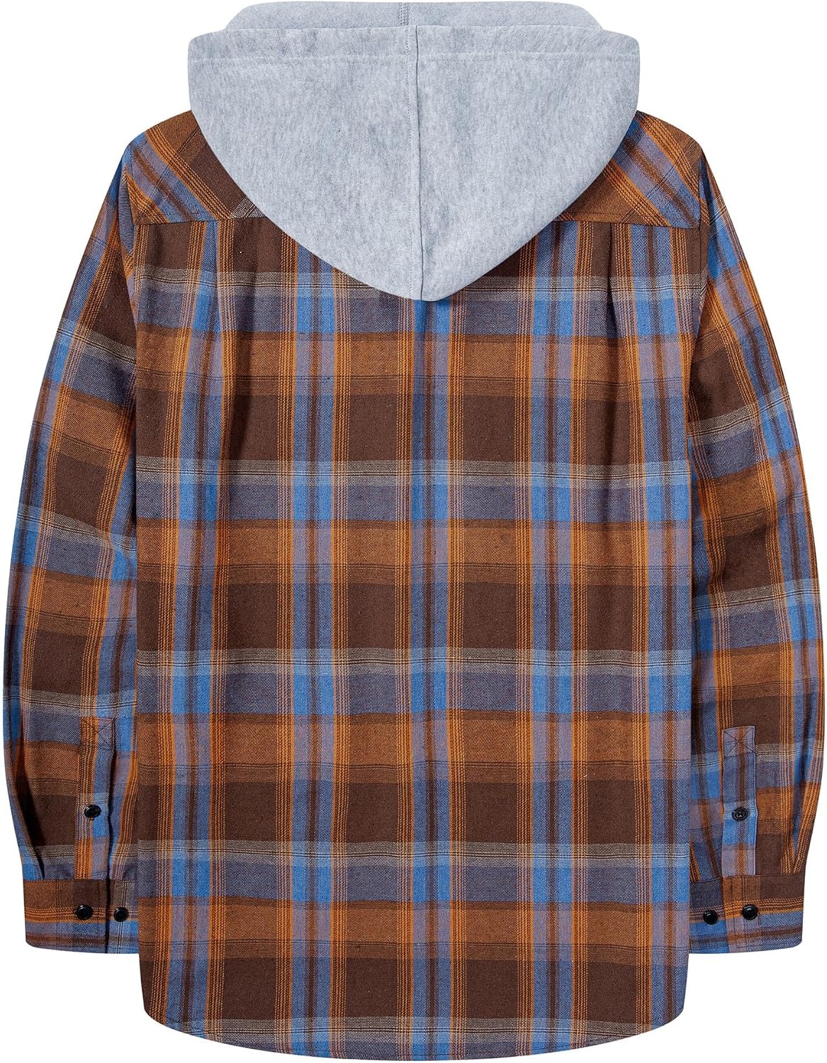 image:imageZITY Mens Flannel Hoodie Shirts Casual Button Down Long Sleeve Plaid ShirtOrange Blue