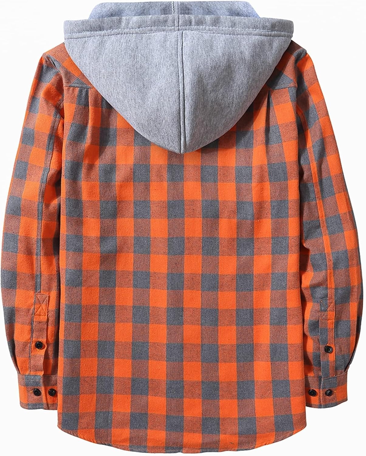 image:imageZITY Mens Flannel Hoodie Shirts Casual Button Down Long Sleeve Plaid ShirtOrange Grey