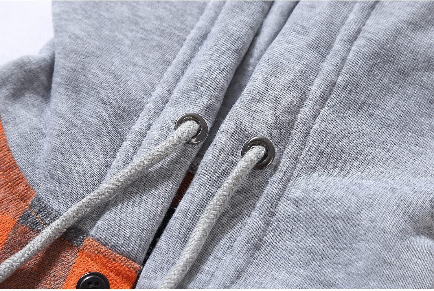 image:imageZITY Mens Flannel Hoodie Shirts Casual Button Down Long Sleeve Plaid ShirtOrange Grey