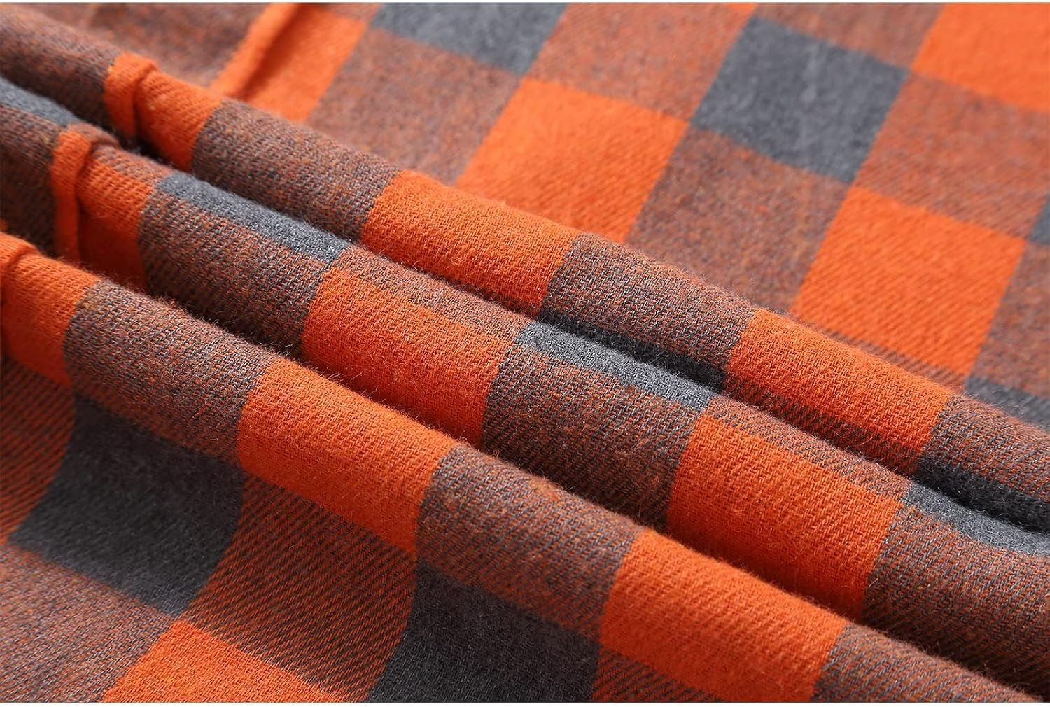 image:imageZITY Mens Flannel Hoodie Shirts Casual Button Down Long Sleeve Plaid ShirtOrange Grey