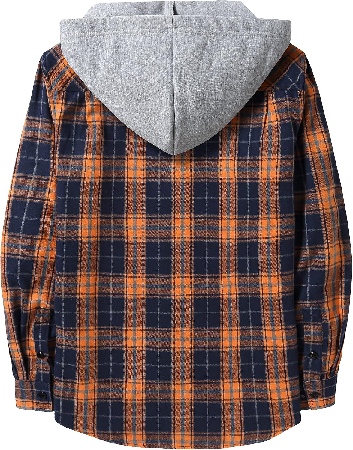 image:imageZITY Mens Flannel Hoodie Shirts Casual Button Down Long Sleeve Plaid ShirtOrange Navy