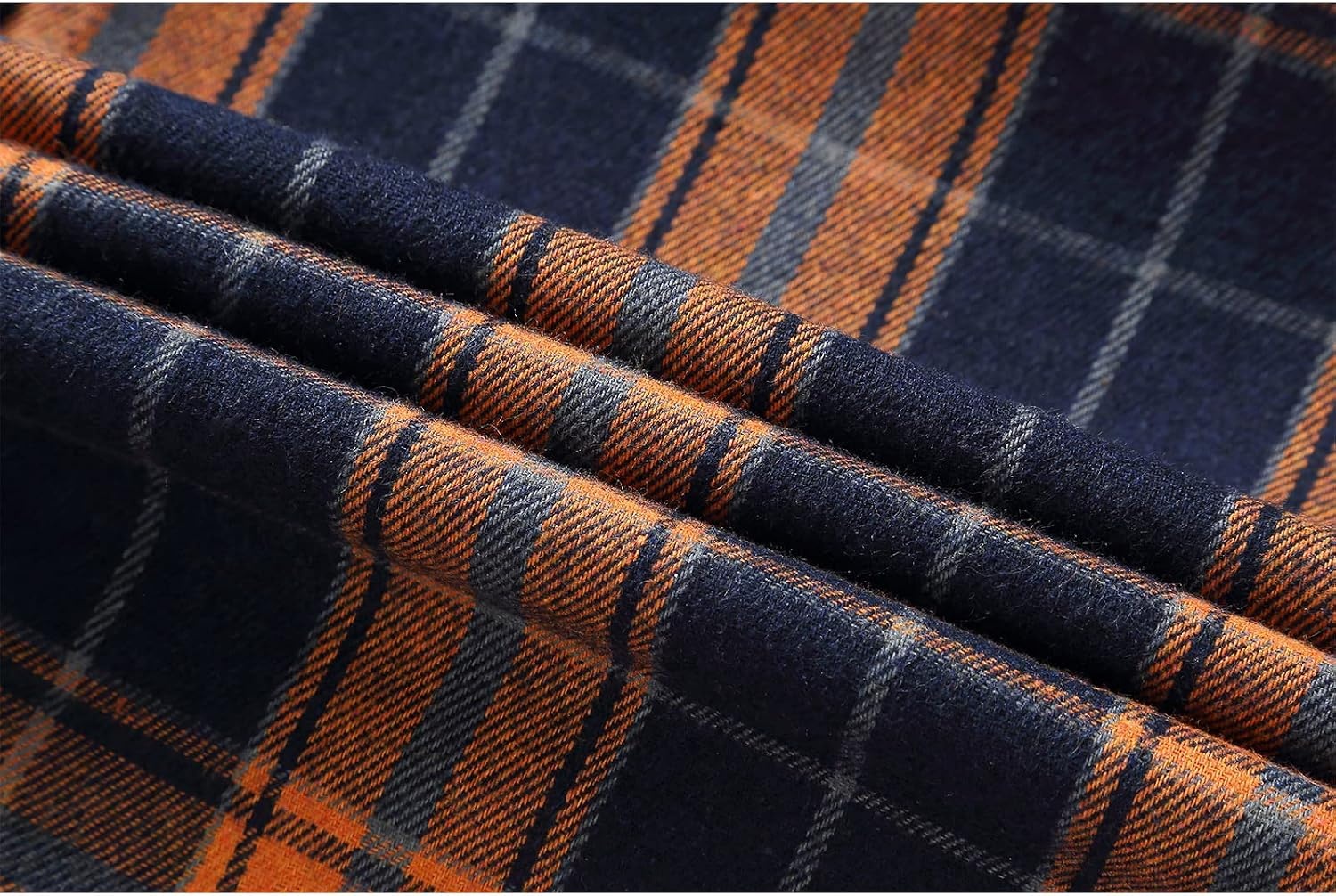 image:imageZITY Mens Flannel Hoodie Shirts Casual Button Down Long Sleeve Plaid ShirtOrange Navy
