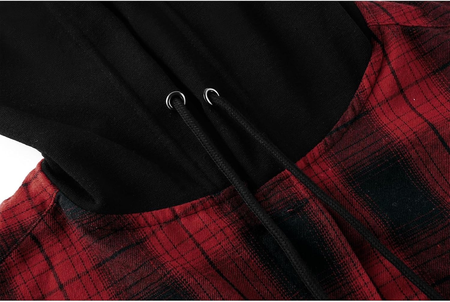 image:imageZITY Mens Flannel Hoodie Shirts Casual Button Down Long Sleeve Plaid ShirtRed Black