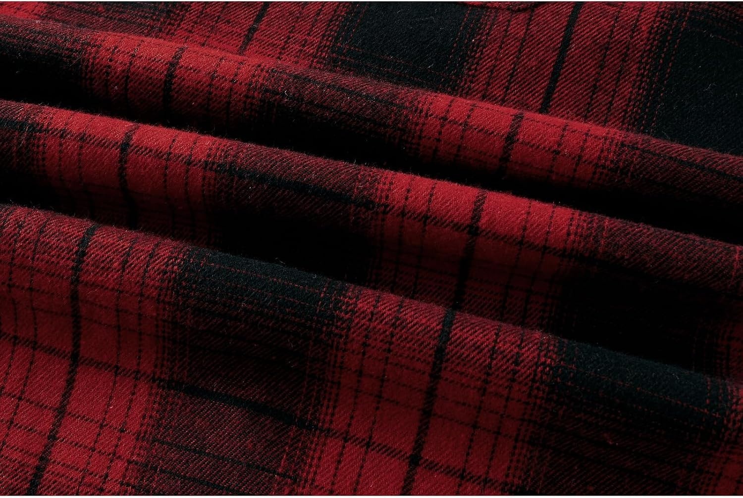 image:imageZITY Mens Flannel Hoodie Shirts Casual Button Down Long Sleeve Plaid ShirtRed Black