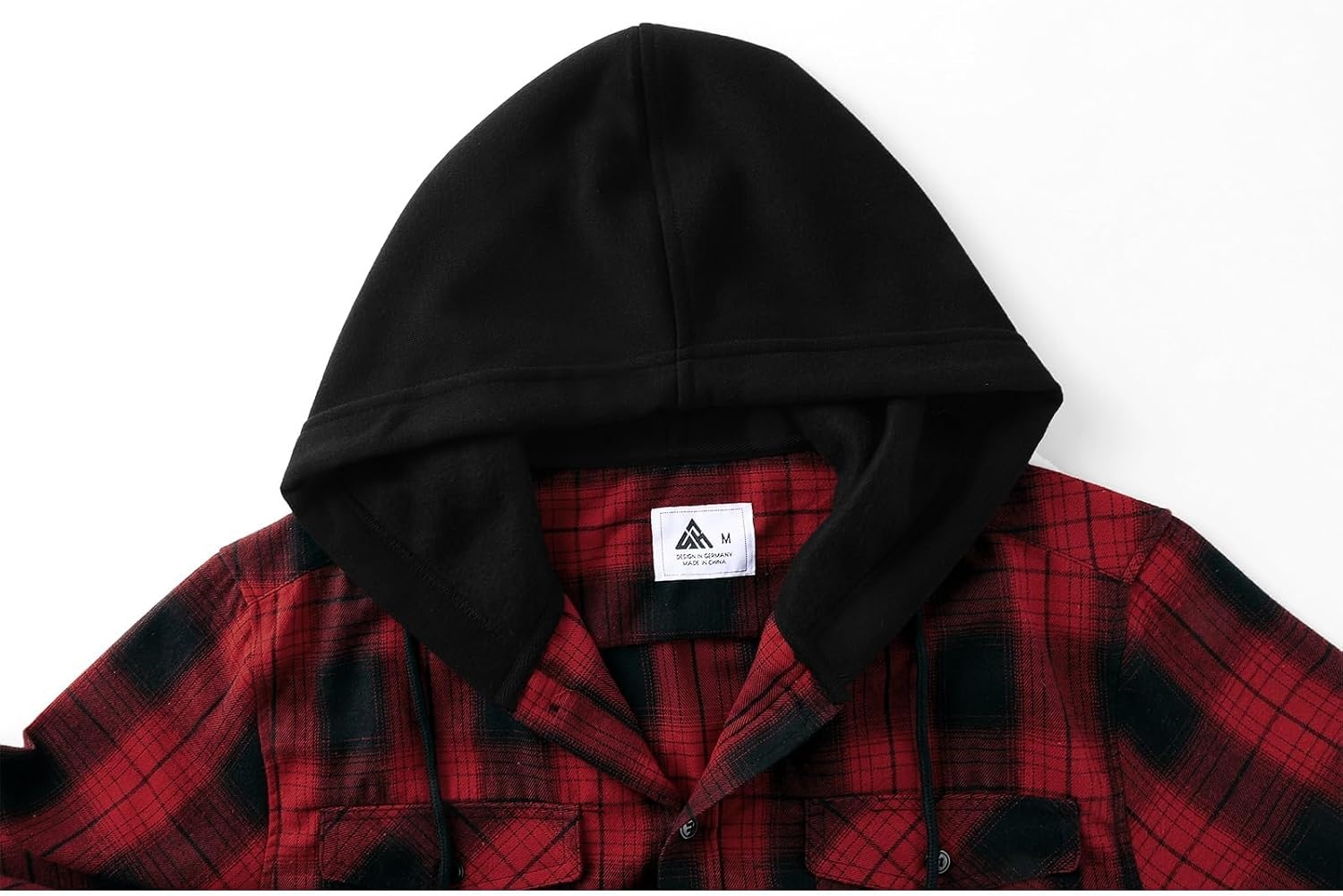 image:imageZITY Mens Flannel Hoodie Shirts Casual Button Down Long Sleeve Plaid ShirtRed Black