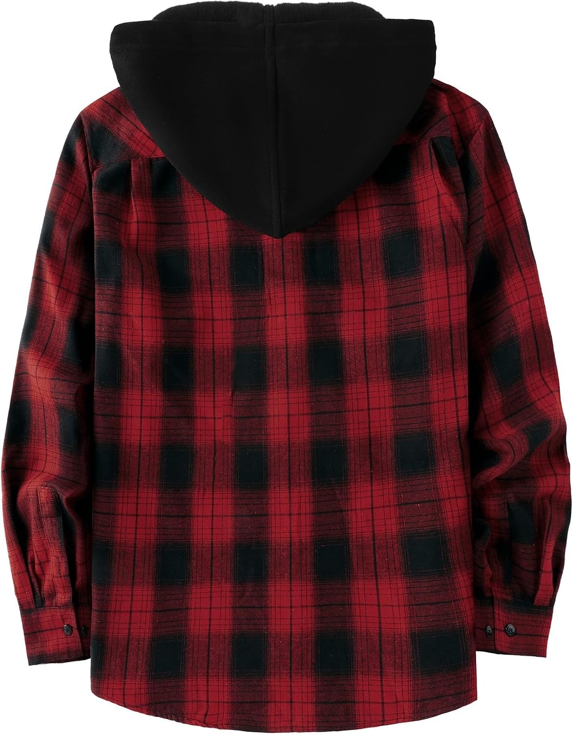 image:imageZITY Mens Flannel Hoodie Shirts Casual Button Down Long Sleeve Plaid ShirtRed Black