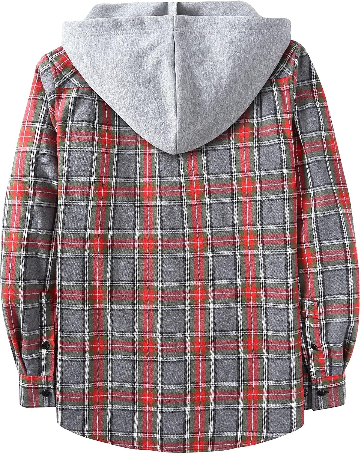 image:imageZITY Mens Flannel Hoodie Shirts Casual Button Down Long Sleeve Plaid ShirtRedgray