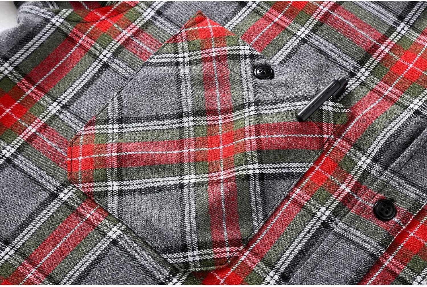 image:imageZITY Mens Flannel Hoodie Shirts Casual Button Down Long Sleeve Plaid ShirtRedgray