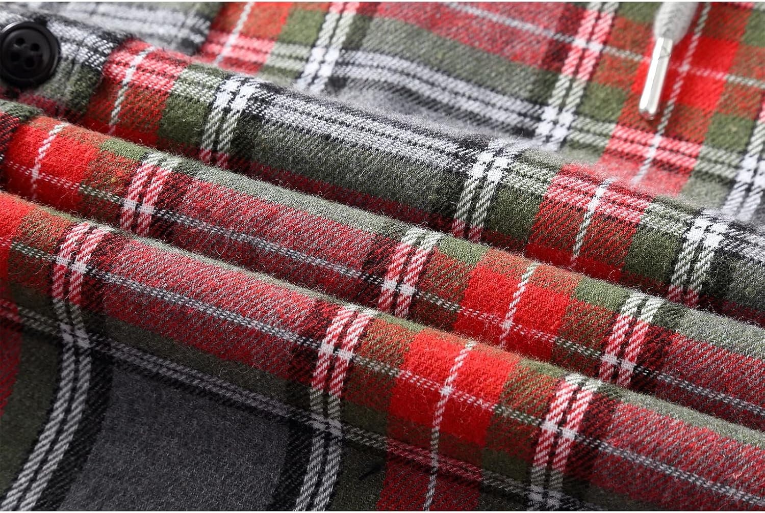 image:imageZITY Mens Flannel Hoodie Shirts Casual Button Down Long Sleeve Plaid ShirtRedgray