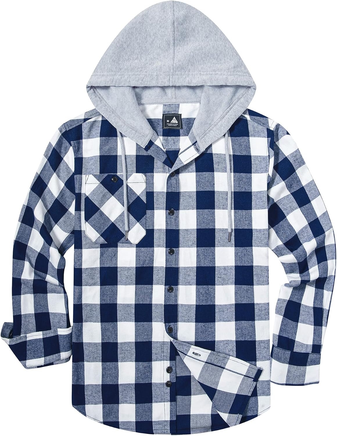 image:imageZITY Mens Flannel Hoodie Shirts Casual Button Down Long Sleeve Plaid ShirtRoyalblue White