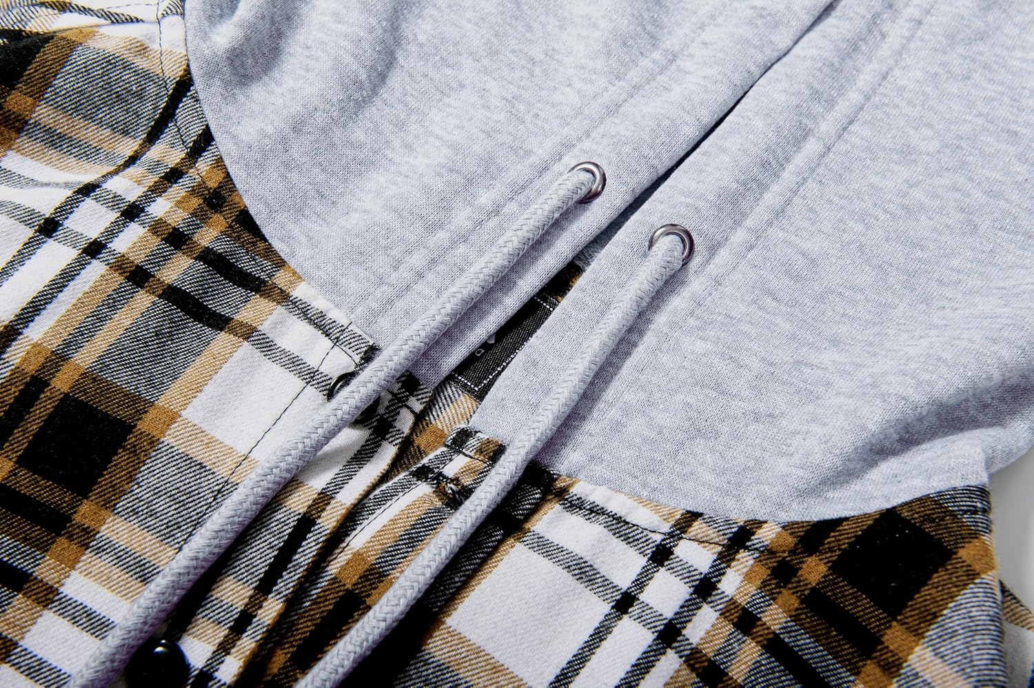 image:imageZITY Mens Flannel Hoodie Shirts Casual Button Down Long Sleeve Plaid ShirtWhite Grey Brown