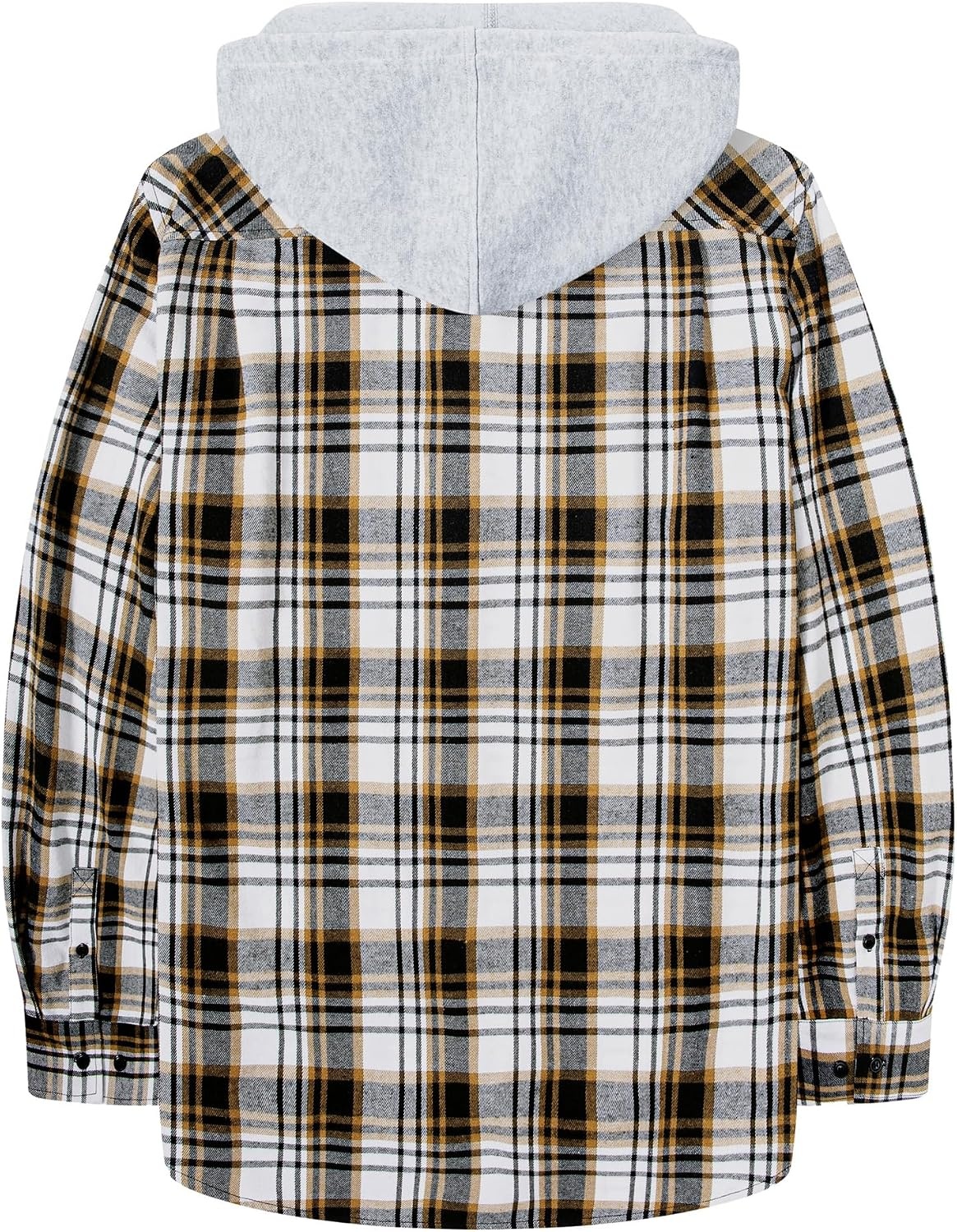 image:imageZITY Mens Flannel Hoodie Shirts Casual Button Down Long Sleeve Plaid ShirtWhite Grey Brown