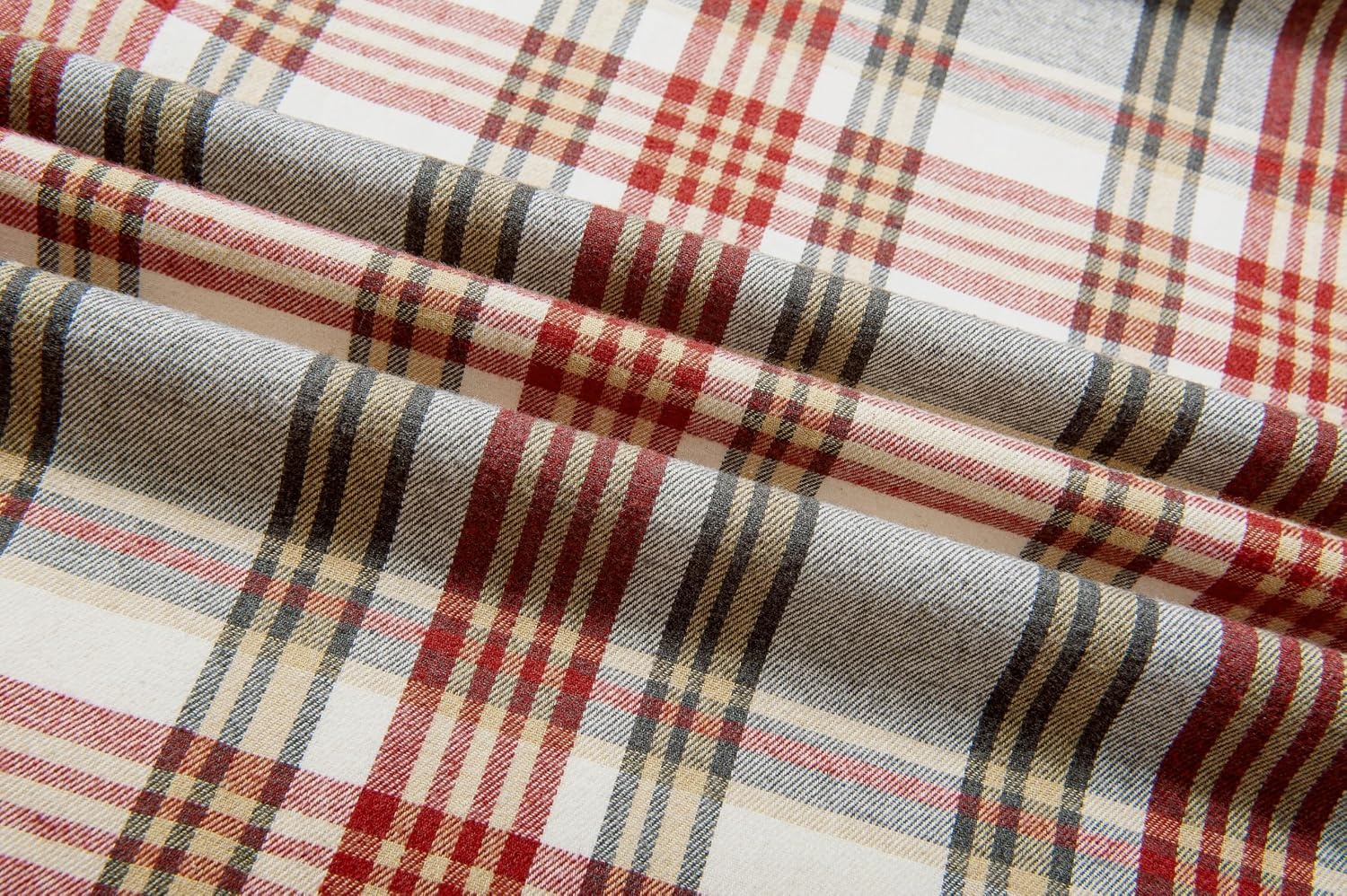 image:imageZITY Mens Flannel Hoodie Shirts Casual Button Down Long Sleeve Plaid ShirtWine Red Beige