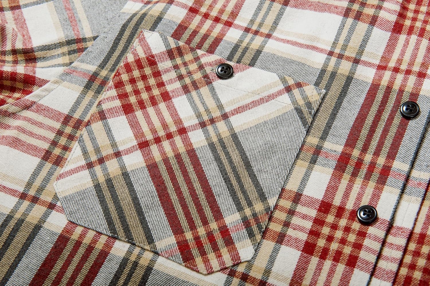 image:imageZITY Mens Flannel Hoodie Shirts Casual Button Down Long Sleeve Plaid ShirtWine Red Beige