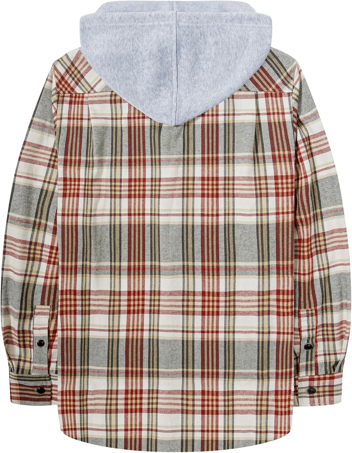 image:imageZITY Mens Flannel Hoodie Shirts Casual Button Down Long Sleeve Plaid ShirtWine Red Beige