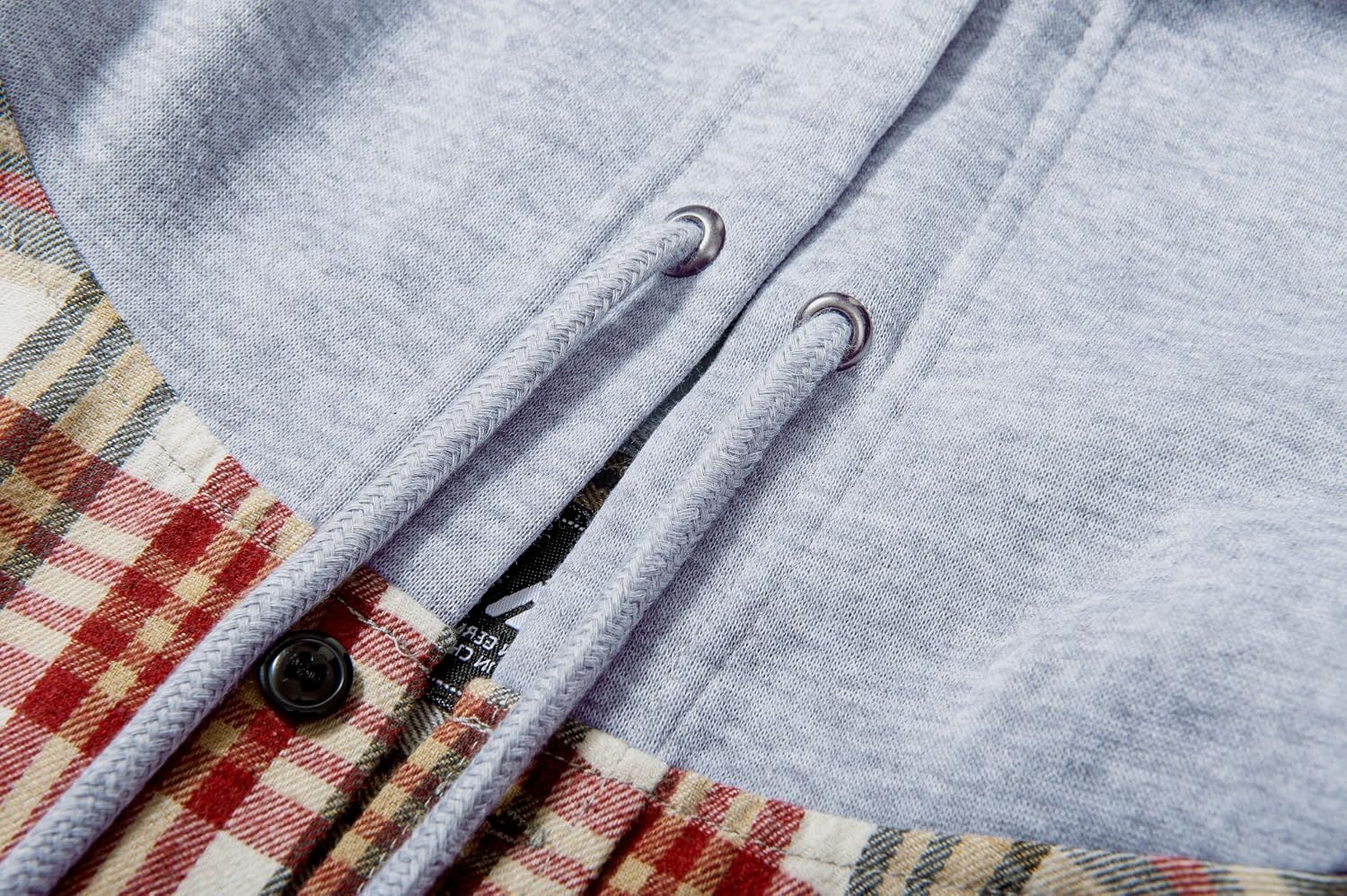 image:imageZITY Mens Flannel Hoodie Shirts Casual Button Down Long Sleeve Plaid ShirtWine Red Beige