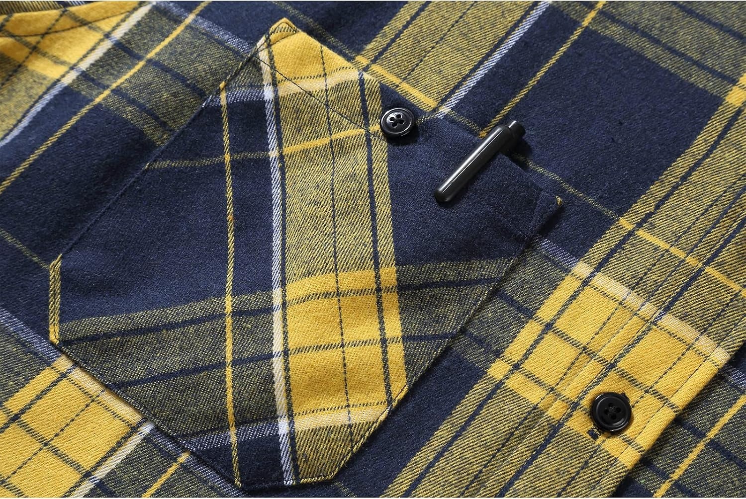 image:imageZITY Mens Flannel Hoodie Shirts Casual Button Down Long Sleeve Plaid ShirtYellow Dark Blue