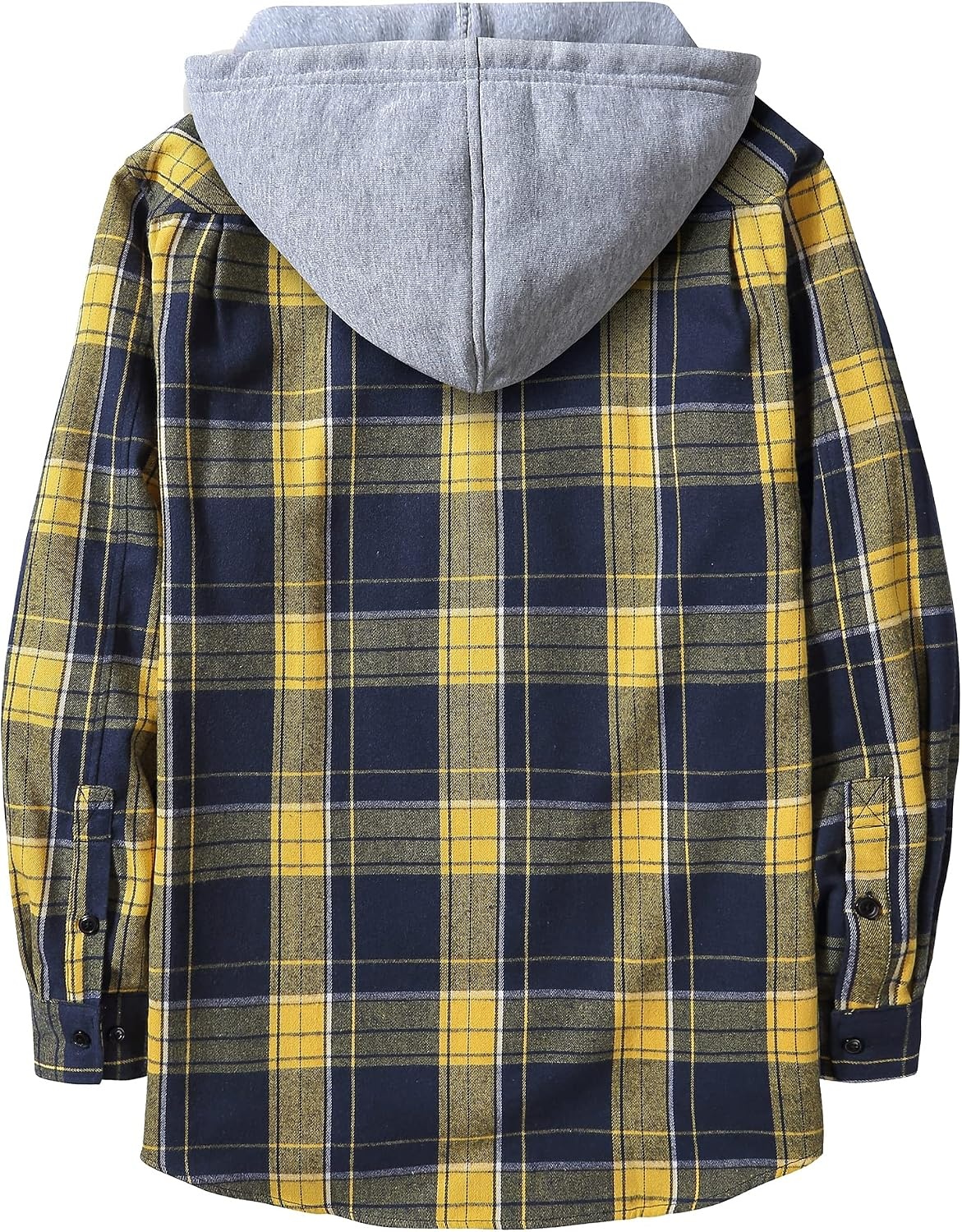 image:imageZITY Mens Flannel Hoodie Shirts Casual Button Down Long Sleeve Plaid ShirtYellow Dark Blue