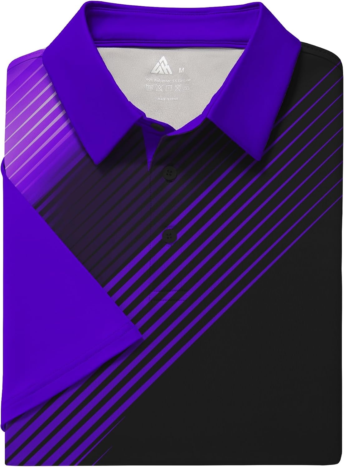 image:imageZITY Mens Golf Shirts Short Sleeve Print Patterns Casual Collared PoloBlack Violet