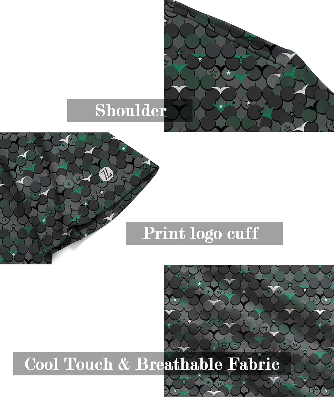 image:imageZITY Mens Golf Shirts Short Sleeve Print Patterns Casual Collared PoloBlackish Green