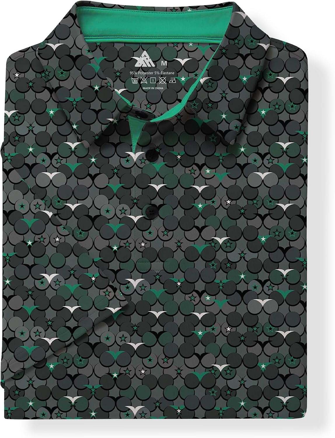 image:imageZITY Mens Golf Shirts Short Sleeve Print Patterns Casual Collared PoloBlackish Green