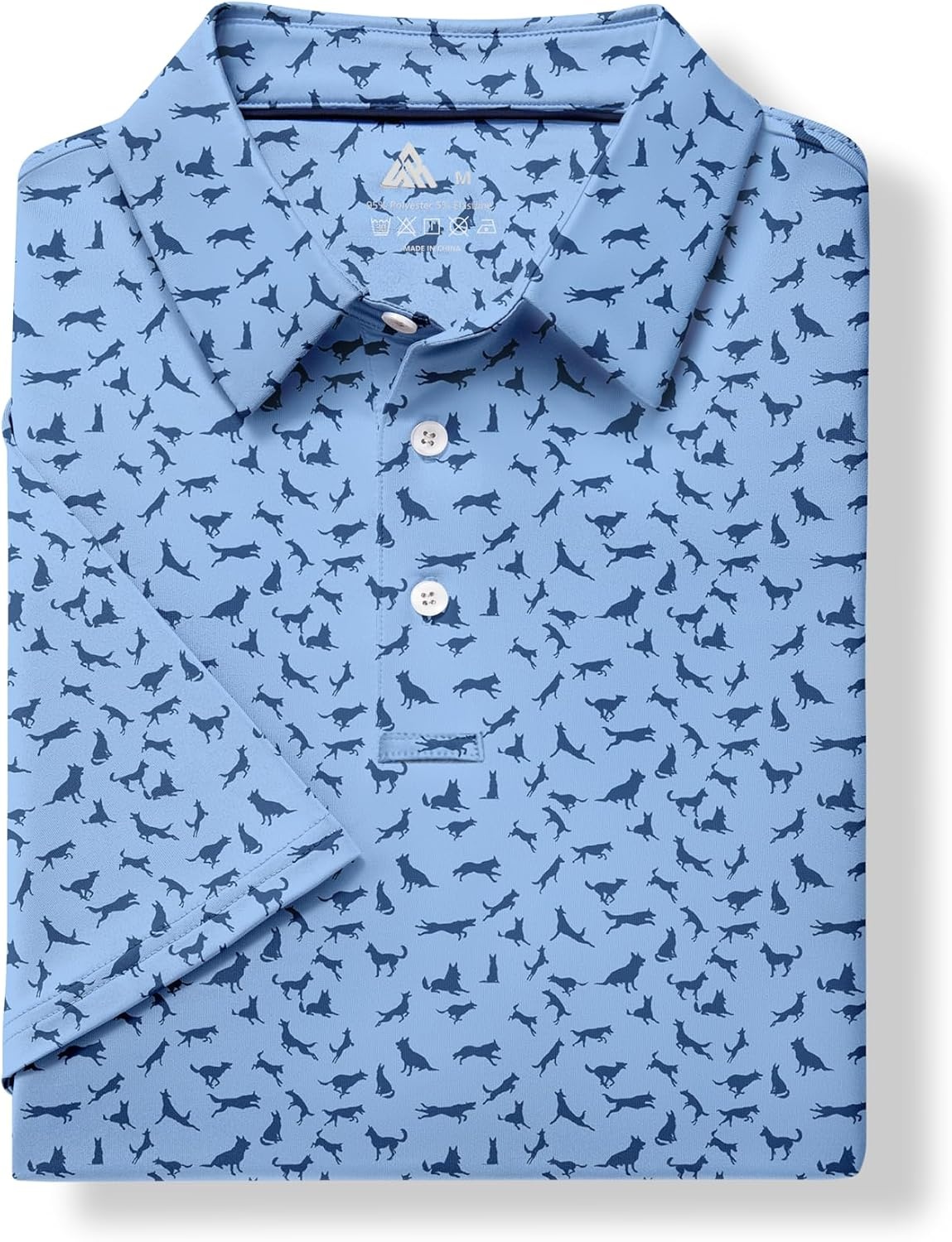 image:imageZITY Mens Golf Shirts Short Sleeve Print Patterns Casual Collared PoloMoon Blue