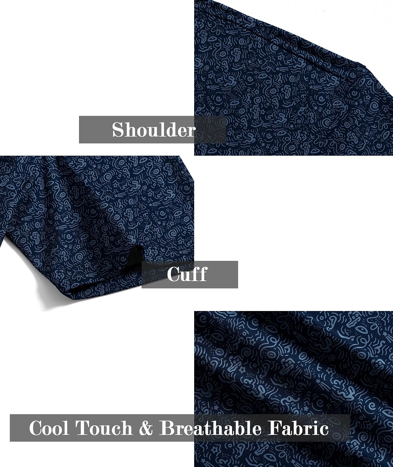 image:imageZITY Mens Golf Shirts Short Sleeve Print Patterns Casual Collared PoloNavy Graffiti