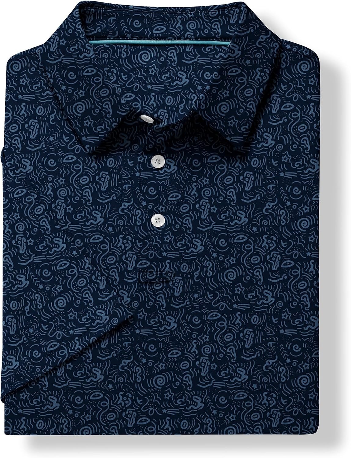 image:imageZITY Mens Golf Shirts Short Sleeve Print Patterns Casual Collared PoloNavy Graffiti