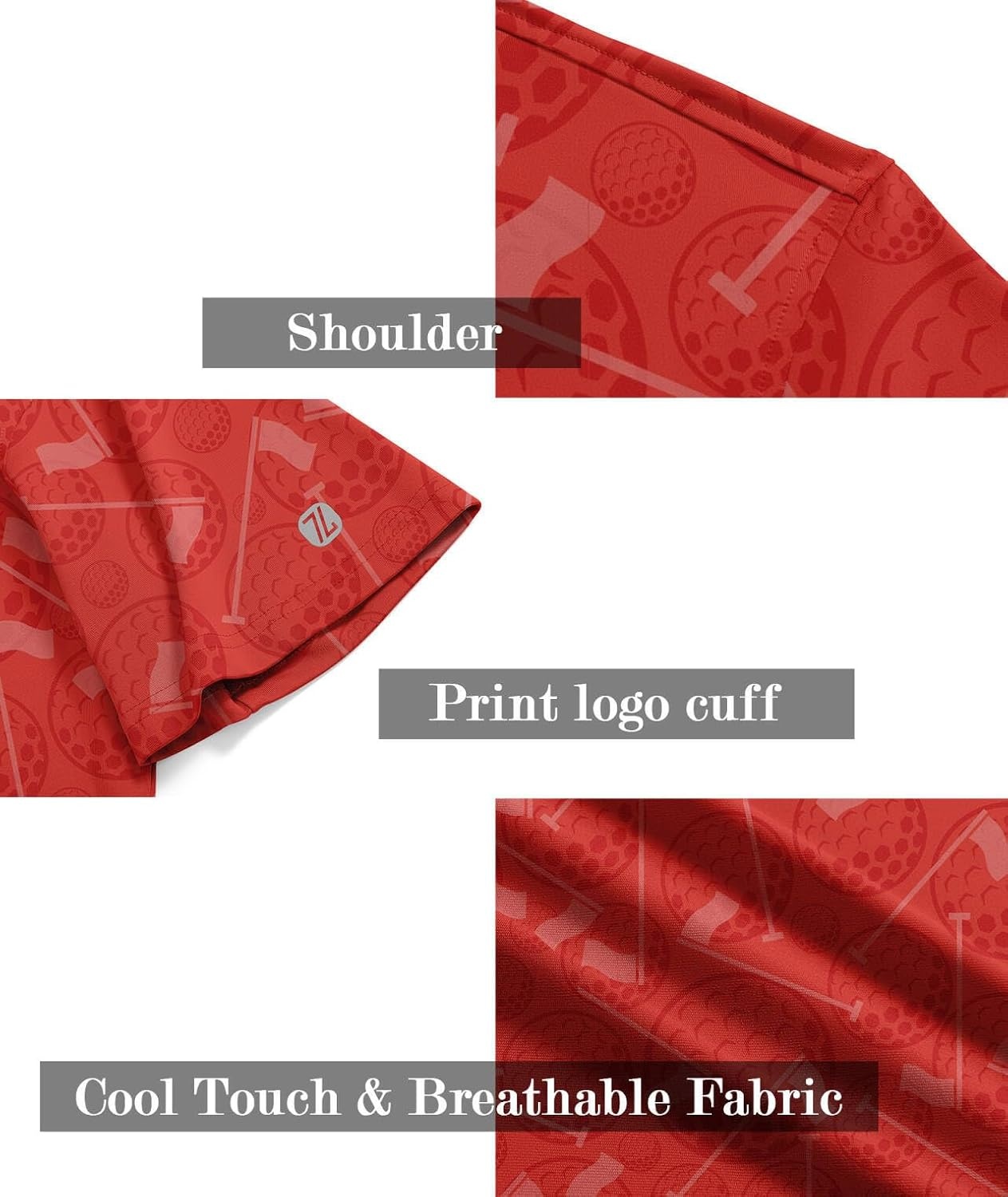 image:imageZITY Mens Golf Shirts Short Sleeve Print Patterns Casual Collared PoloOrange Red Golf Ball