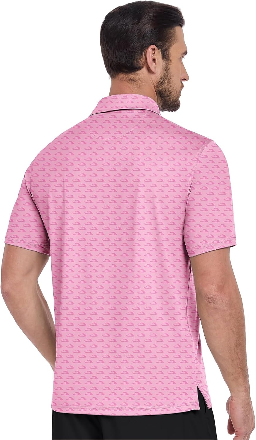 image:imageZITY Mens Golf Shirts Short Sleeve Print Patterns Casual Collared PoloPink Waves
