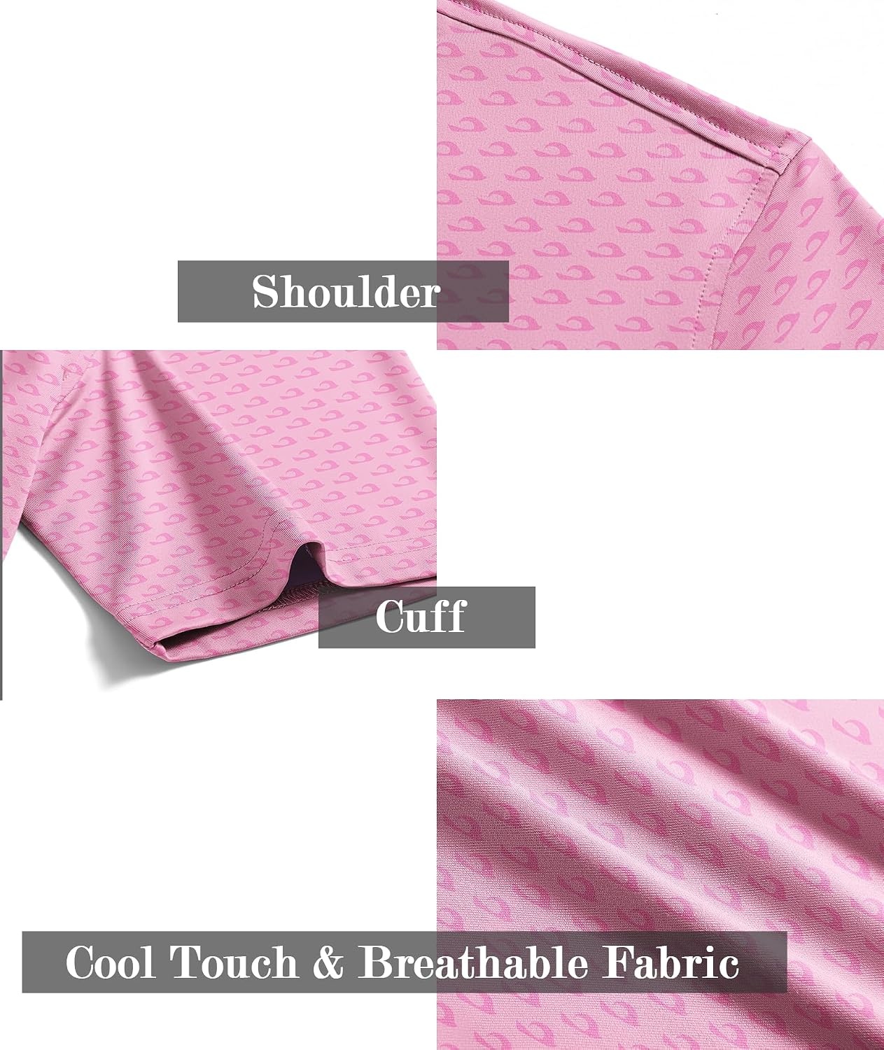image:imageZITY Mens Golf Shirts Short Sleeve Print Patterns Casual Collared PoloPink Waves